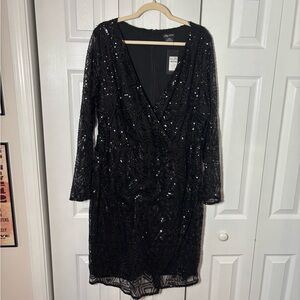 NWT !! City Chic Black Sequin Long Sleeve Dress- Women’s Plus Size 18